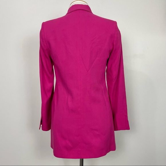 Zara Double Breasted Blazer Fuchsia Size XS // Menswear Inspired - Picture 3 of 8